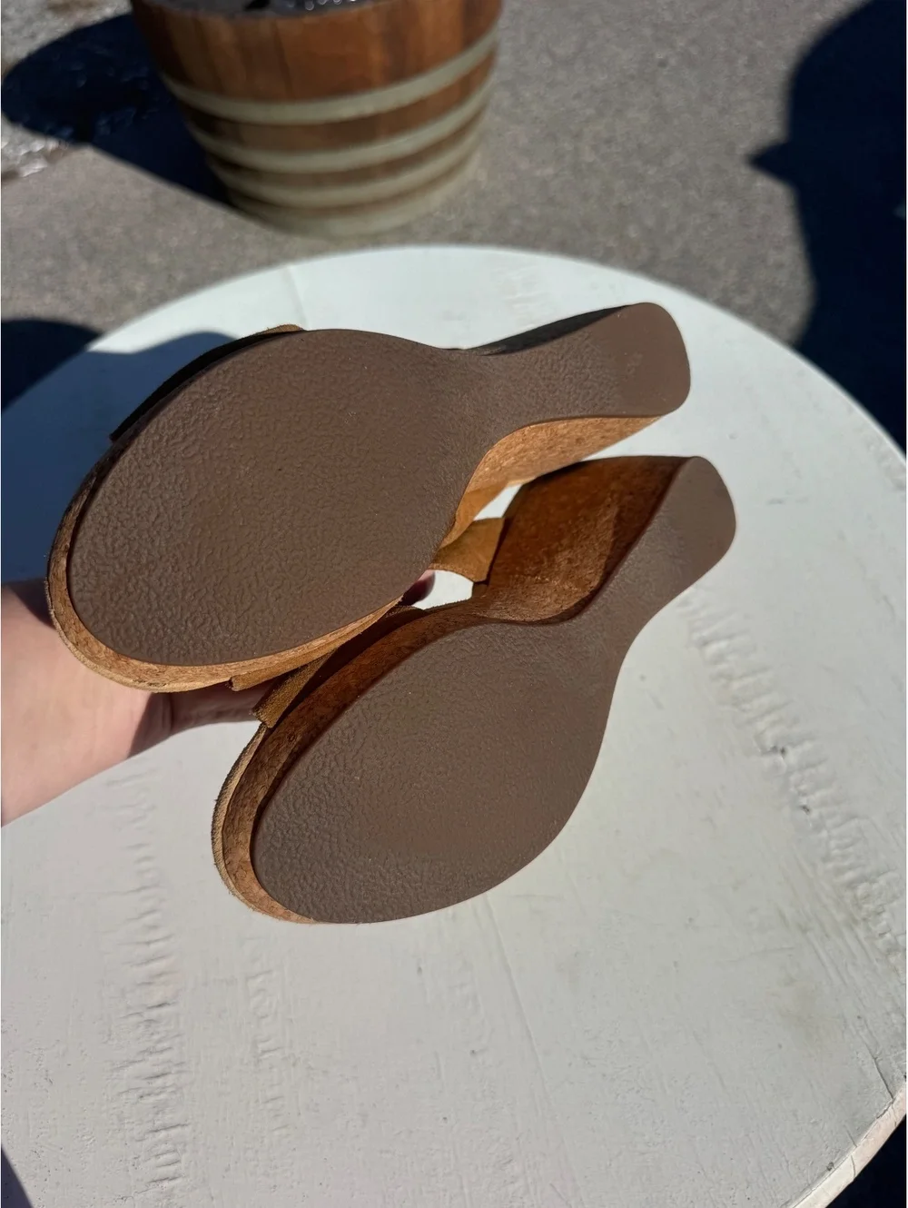 Clarks Elements Women’s 8M Brown Suede Cork Wedge Slide Sandals Leather